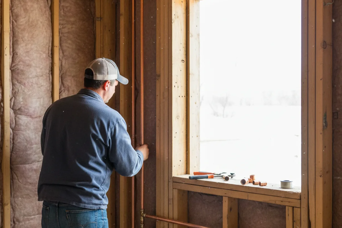 Licensed plumber running new copper supply lines in a Lovelaceville home